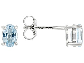 Sky Blue Topaz Rhodium Over Sterling Silver December Birthstone Stud Earrings 1.02ctw
