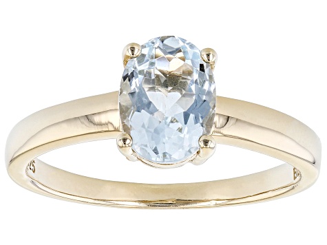 Blue Aquamarine 18k Yellow Gold Over Sterling Silver March Birthstone Ring 0.85ct
