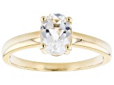 White Topaz 18k Yellow Gold Over Sterling Silver April  Birthstone Ring 1.28ct