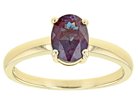 Blue Lab Created Alexandrite 18k Yellow Gold Over Sterling Silver