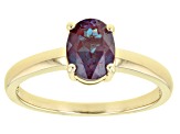 Blue Lab Created Alexandrite 18k Yellow  Gold Over Sterling Silver June Birthstone Ring 1.23ct