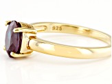 Blue Lab Created Alexandrite 18k Yellow  Gold Over Sterling Silver June Birthstone Ring 1.23ct