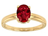 Red Lab Created Ruby 18k Yellow Gold Over Sterling Silver July Birthstone Ring 1.27ct