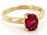 Red Lab Created Ruby 18k Yellow Gold Over Sterling Silver July Birthstone Ring 1.27ct