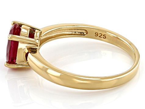 Red Lab Created Ruby 18k Yellow Gold Over Sterling Silver July Birthstone Ring 1.27ct
