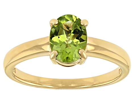 Green Peridot 18k Yellow Gold Over Sterling Silver August Birthstone Ring 1.16ct