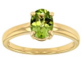 Green Peridot 18k Yellow Gold Over Sterling Silver August Birthstone Ring 1.16ct