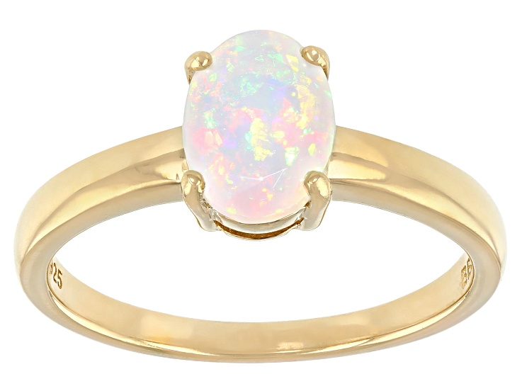 Multi-Color Ethiopian Opal 18k Yellow Gold Over Sterling Silver