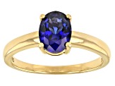 Blue Lab Created Sapphire 18k Yellow Gold Over Sterling Silver September Birthstone Ring 1.27ct