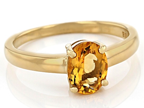 Yellow Brazilian Citrine 18k Yellow Gold Over Sterling Silver November Birthstone Ring 0.94ct