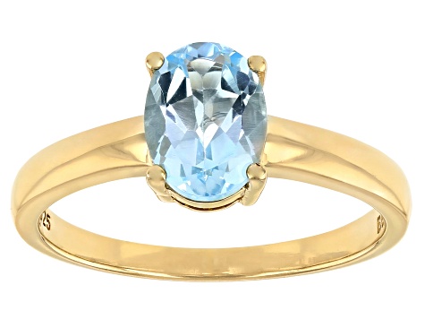Sky Blue Topaz 18k Yellow Gold Over Sterling Silver December Birthstone Ring 1.23ct
