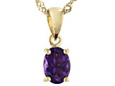 Purple Amethyst 18K Yellow Gold Over Sterling Silver Birthstone Pendant With Chain 0.98ct
