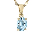 Blue Aquamarine 18k Yellow Gold Over Sterling Silver March Birthstone Pendant With Chain 0.85ct