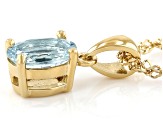 Blue Aquamarine 18k Yellow Gold Over Sterling Silver March Birthstone Pendant With Chain 0.85ct