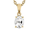 White Topaz 18k Yellow Gold Over Sterling Silver April Birthstone Pendant With Chain 1.28ct