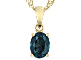 Blue Lab Created Alexandrite 18k Yellow Gold Over Silver June Birthstone Pendant With Chain 1.23ct