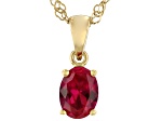 Red Lab Created Ruby 18k Yellow Gold Over Sterling Silver July Birthstone Pendant With Chain 1.27ct