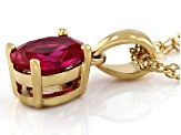 Red Lab Created Ruby 18k Yellow Gold Over Sterling Silver July Birthstone Pendant With Chain 1.27ct