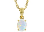 Multicolor Ethiopian Opal 18k Yellow Gold Over Silver October Birthstone Pendant With Chain 0.55ct