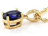 Blue Lab Created Sapphire 18K Yellow Gold Over Silver September Birthstone Pendant Chain 1.27ct