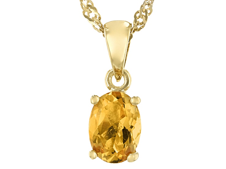 Yellow Citrine 18K Yellow Gold Over Silver November Birthstone Pendant Chain 0.94ct