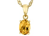 Yellow Citrine 18K Yellow Gold Over Silver November Birthstone Pendant Chain 0.94ct