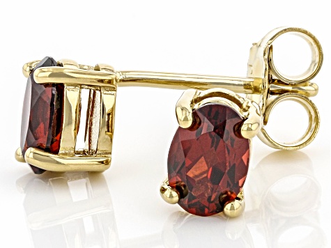 Red Garnet 18K Yellow Gold Over Silver January Birthstone Stud Earrings 1.02ctw