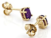 Purple Amethyst 18K Yellow Gold Over Silver January Birthstone Solitaire Stud Earrings 0.77ctw