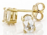 White Topaz 18K Yellow Gold Over Sterling Silver April Birthstone Solitaire Stud Earrings 0.92ctw