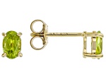 Green Peridot 18K Yellow Gold Over Silver August Birthstone Stud Earrings 0.85ctw