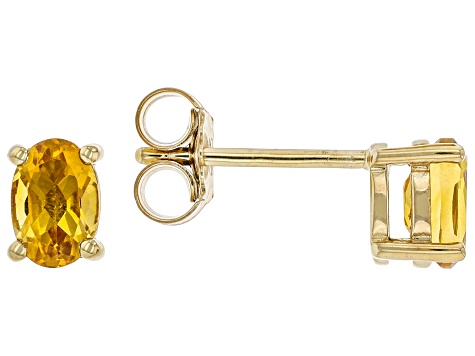 Yellow Citrine 18K Yellow Gold Over Silver November Birthstone Solitaire Stud Earrings 0.77ctw