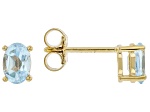 Sky Blue Topaz 18K Yellow Gold Over Sterling Silver December Birthstone Stud Earrings 1.02ctw