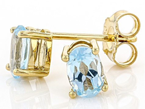 Sky Blue Topaz™ 18K Yellow Gold Over Sterling Silver December Birthstone Stud Earrings 1.02ctw