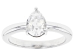 White Topaz Rhodium Over Sterling Silver April Birthstone Ring 0.99ct
