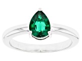 Green Lab Created Emerald Rhodium Over Sterling Silver May Birthstone Ring 0.87ct