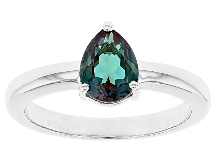 Blue Lab Created Alexandrite Rhodium Over Sterling Silver June Birthstone Ring 1.19ct