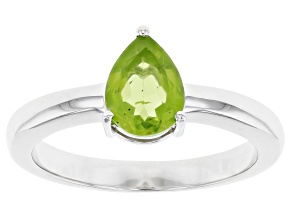 Green Manchurian Peridot™ Rhodium Over Sterling Silver August Birthstone Ring 0.96ct