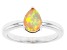 Multicolor Ethiopian Opal Rhodium Over Sterling Silver October Birthstone Ring 0.55ct