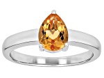 Yellow Citrine Rhodium Over Sterling Silver November Birthstone Ring 0.93ct