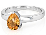 Yellow Citrine Rhodium Over Sterling Silver November Birthstone Ring 0.93ct