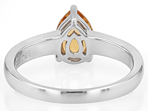 Yellow Citrine Rhodium Over Sterling Silver November Birthstone Ring 0.93ct