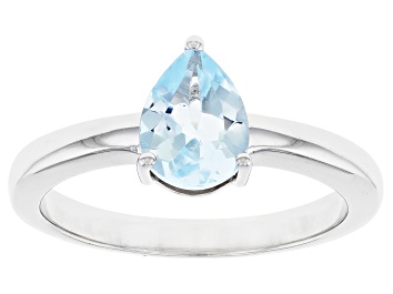 Picture of Sky Blue Topaz Rhodium Over Sterling Silver December Birthstone Ring 1.06ct