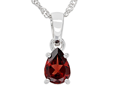 Pear Vermelho Garnet™ Rhodium Over Sterling Silver Pendant With Chain 0.99ct