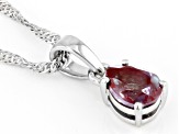Pear Lab Created Alexandrite Rhodium Over Sterling Silver June Birthstone Pendant With Chain 1.19ct