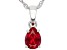 Pear Lab Created Ruby Rhodium Over Sterling Silver July Birthstone Pendant With Chain 1.09ct