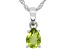 Pear Manchurian Peridot™ Rhodium Over Sterling Silver August Birthstone Pendant With Chain 0.96ct