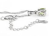 Pear Manchurian Peridot™ Rhodium Over Sterling Silver August Birthstone Pendant With Chain 0.96ct