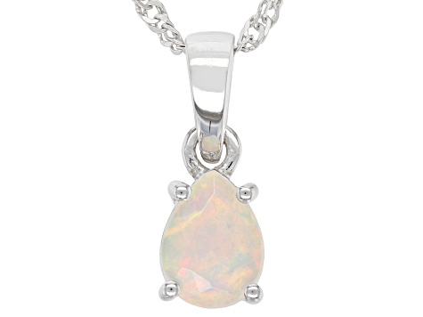 Multi Color Ethiopian Opal Rhodium Over Sterling Silver October Birthstone Pendant With Chain 0.78ct