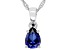 Blue Lab Sapphire Rhodium Over Sterling Silver September Birthstone Pendant With Chain 1.15ct