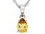 Pear Citrine Rhodium Over Sterling Silver November Birthstone Pendant With Chain 0.93ct
